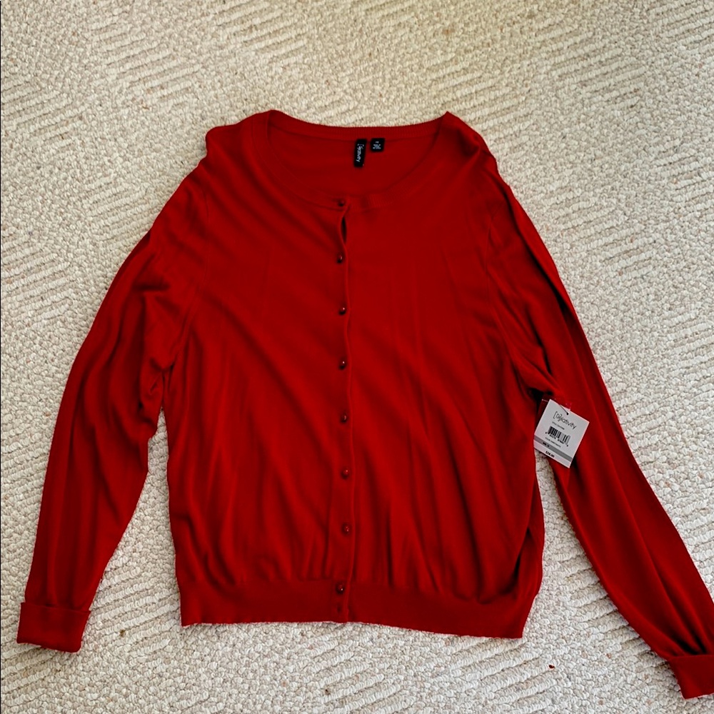 New With Tags Women's Size 1X Red Cardigan